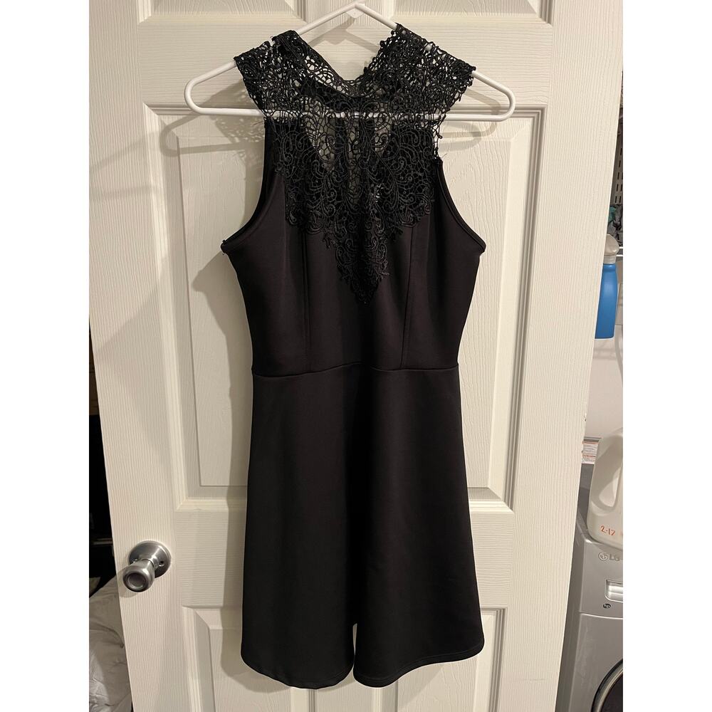 deb Black Lace A-Line Midi Dress size medium